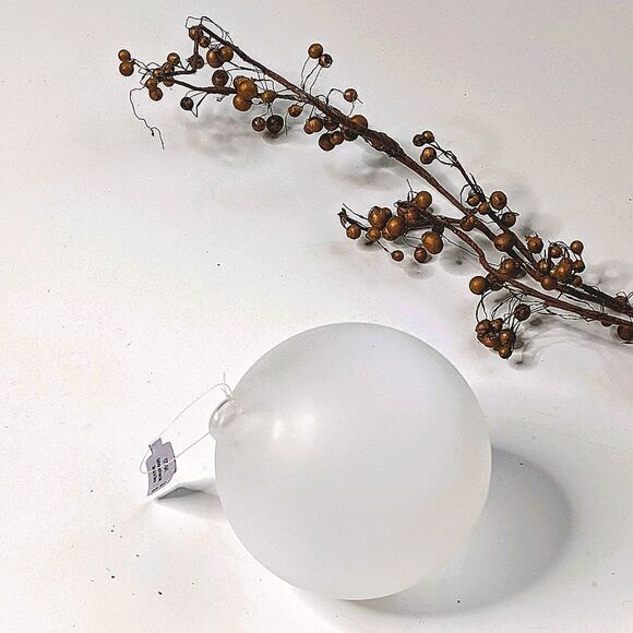 Crate&Barrel Frosted White Blown Glass Ball Ornament - Picture 2 of 4